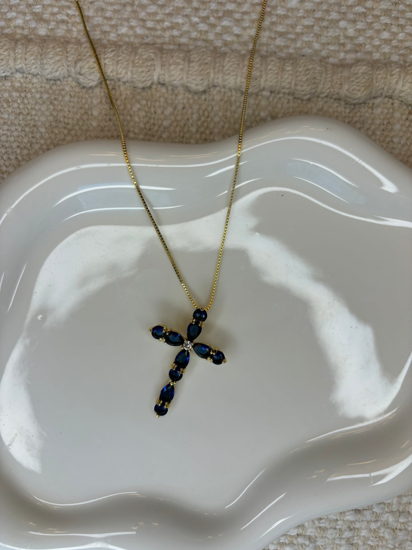 Blue Stone Cross Necklace